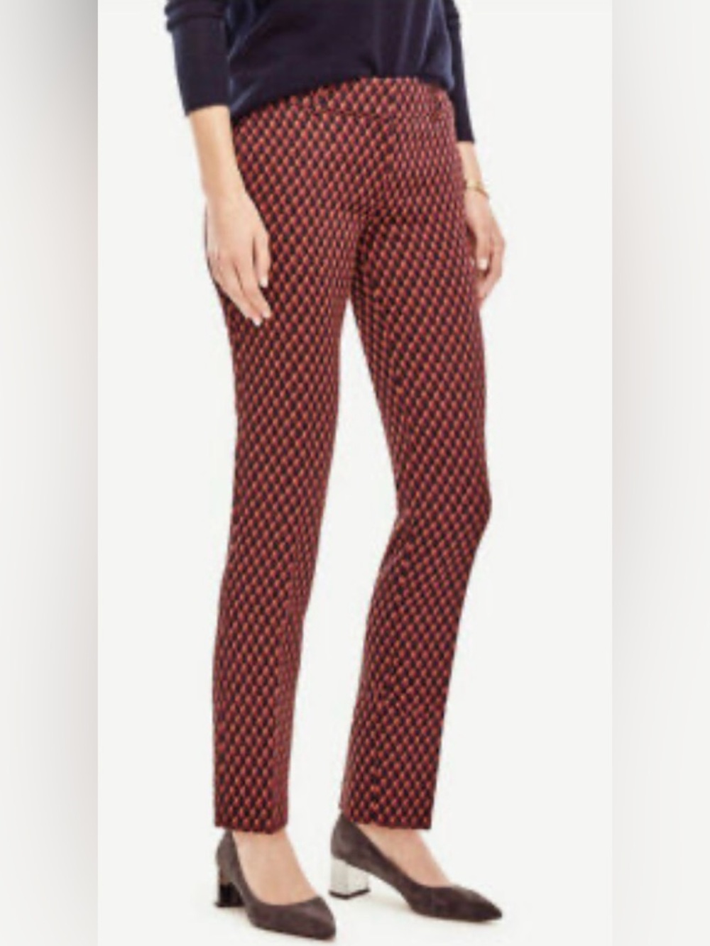 Ann Taylor Petite Devin Fit Patterned Cropped Pants Size 00 Petite Like New